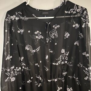 Who What Wear Black Floral Long Sleeve Dress